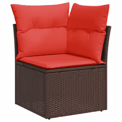 vidaXL 11 Piece Garden Sofa Set with Cushions Poly Rattan Acacia - brown - Additional view 4
