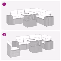 vidaXL 14 Piece Garden Sofa Set with Cushions Poly Rattan Acacia - brown - Additional view 6