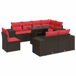 vidaXL Garden Sofa Set with Cushions Poly Rattan Acacia - brown