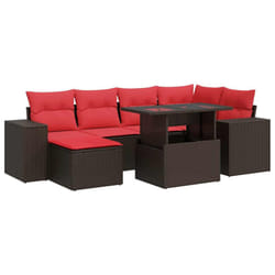 vidaXL 9 Piece Garden Sofa Set with Cushions Poly Rattan Acacia - brown