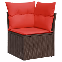 vidaXL Garden Sofa Set 14 Piece with Cushions Outdoor Sofa Poly Rattan Acacia - brown - Additional view 4