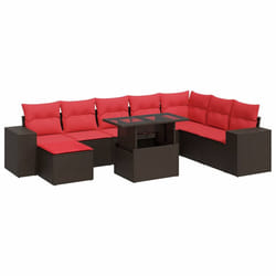 vidaXL Garden Sofa Set with Cushions Poly Rattan Acacia - brown