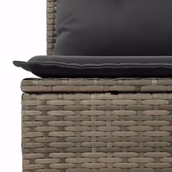 vidaXL 5 Piece Garden Sofa Set with Cushions Black Poly Rattan Acacia - grey - Additional view 10