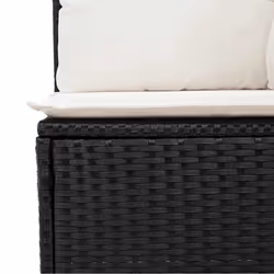 vidaXL 7 Piece Garden Sofa Set with Cushions Beige Poly Rattan Acacia - black and cream - Additional view 8
