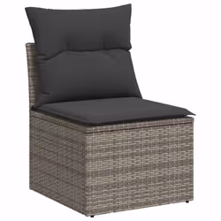 vidaXL 6 Piece Garden Sofa Set with Cushions Grey Poly Rattan Acacia - grey - Additional view 2