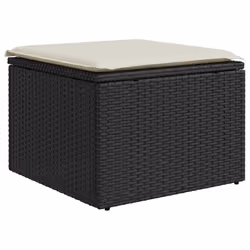 vidaXL 9 Piece Garden Sofa Set with Cushions Beige Poly Rattan Acacia - black and cream - Additional view 6