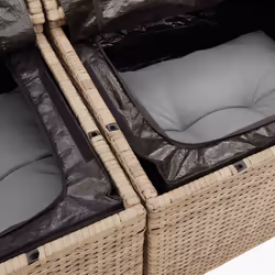 vidaXL 7 Piece Garden Sofa Set with Cushions Black Poly Rattan Acacia - beige and grey - Additional view 8