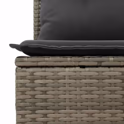 vidaXL 7 Piece Garden Sofa Set with Cushions Black Poly Rattan Acacia - grey - Additional view 10