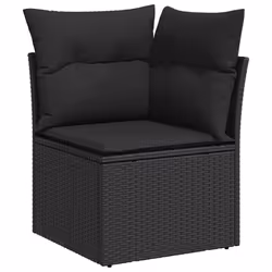 vidaXL 7 Piece Garden Sofa Set with Cushions Beige Poly Rattan Acacia - black - Additional view 5