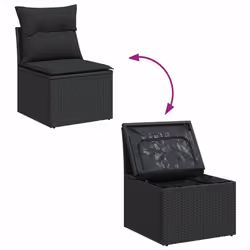 vidaXL 8 Piece Garden Sofa Set with Cushions Beige Poly Rattan Acacia - black - Additional view 8