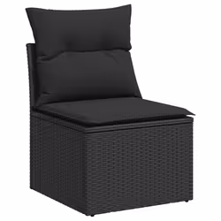 vidaXL 9 Piece Garden Sofa Set with Cushions Beige Poly Rattan Acacia - black - Additional view 4