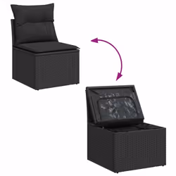 vidaXL 9 Piece Garden Sofa Set with Cushions Beige Poly Rattan Acacia - black - Additional view 8