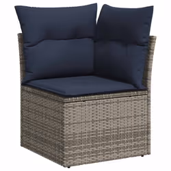 vidaXL 5 Piece Garden Sofa Set with Cushions Grey Poly Rattan Acacia - Additional view 4
