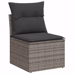 vidaXL 7 Piece Garden Sofa Set with Cushions Black Poly Rattan Acacia - grey - Additional view 2