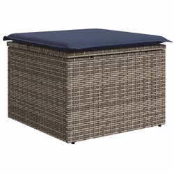vidaXL 7 Piece Garden Sofa Set with Cushions Black Poly Rattan Acacia - Additional view 5
