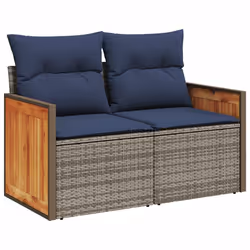 vidaXL 8 Piece Garden Sofa Set with Cushions Brown Poly Rattan Acacia - Additional view 4