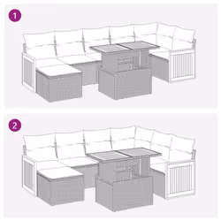 vidaXL 8 Piece Garden Sofa Set with Cushions Brown Poly Rattan Acacia - Additional view 7