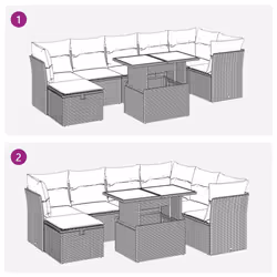 vidaXL 8 Piece Garden Sofa Set with Cushions Poly Rattan Acacia - brown - Additional view 10