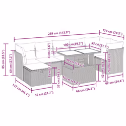 vidaXL 8 Piece Garden Sofa Set with Cushions Poly Rattan Acacia - brown