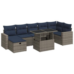vidaXL 8 Piece Garden Sofa Set with Cushions Poly Rattan Acacia - grey