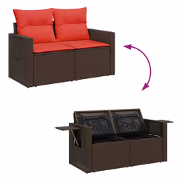vidaXL 7 Piece Garden Sofa Set with Cushions Poly Rattan Acacia - brown - Additional view 9