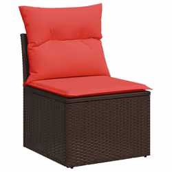 vidaXL 8 Piece Garden Sofa Set with Cushions Poly Rattan Acacia - brown