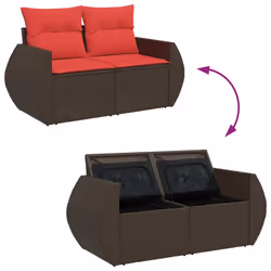 vidaXL 7 Piece Garden Sofa Set with Cushions Poly Rattan Acacia - brown - Additional view 9