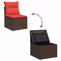 vidaXL 7 Piece Garden Sofa Set with Cushions Poly Rattan Acacia - brown - Additional view 7