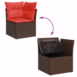 vidaXL 7 Piece Garden Sofa Set with Cushions Poly Rattan Acacia - brown - Additional view 8