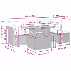 vidaXL 6 Piece Garden Sofa Set with Cushions Grey Poly Rattan Acacia