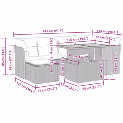 vidaXL 7 Piece Garden Sofa Set with Cushions Black Poly Rattan Acacia