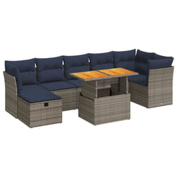 vidaXL 8 Piece Garden Sofa Set with Cushions Brown Poly Rattan Acacia