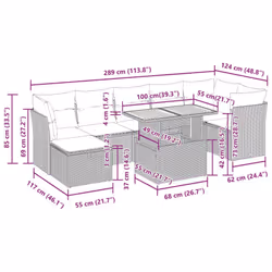 vidaXL 8 Piece Garden Sofa Set with Cushions Brown Poly Rattan Acacia