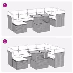 vidaXL 8 Piece Garden Sofa Set with Cushions Brown Poly Rattan Acacia - Additional view 6