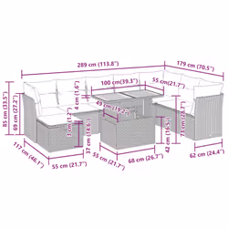 vidaXL 9 Piece Garden Sofa Set with Cushions Brown Poly Rattan Acacia