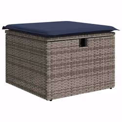 vidaXL 6 Piece Garden Sofa Set with Cushions Grey Poly Rattan Acacia - Additional view 4