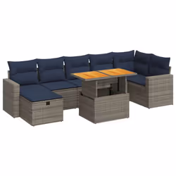 vidaXL 8 Piece Garden Sofa Set with Cushions Brown Poly Rattan Acacia