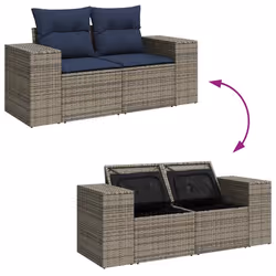 vidaXL 6 Piece Garden Sofa Set with Cushions Black Poly Rattan Acacia - Additional view 7