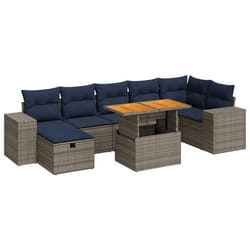 vidaXL 8 Piece Garden Sofa Set with Cushions Brown Poly Rattan Acacia