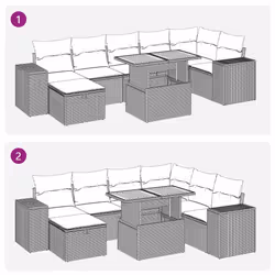 vidaXL 8 Piece Garden Sofa Set with Cushions Brown Poly Rattan Acacia - Additional view 7