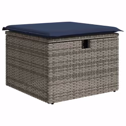 vidaXL 6 Piece Garden Sofa Set with Cushions Grey Poly Rattan Acacia - Additional view 4