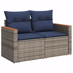 vidaXL 8 Piece Garden Sofa Set with Cushions Brown Poly Rattan Acacia - Additional view 4