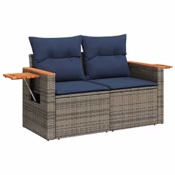 vidaXL 8 Piece Garden Sofa Set with Cushions Brown Poly Rattan Acacia - Additional view 4