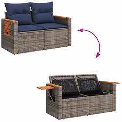 vidaXL 8 Piece Garden Sofa Set with Cushions Brown Poly Rattan Acacia - Additional view 9