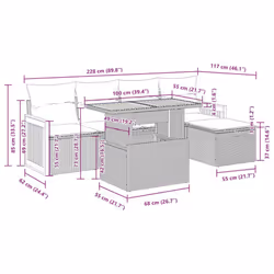vidaXL 6 Piece Garden Sofa Set with Cushions Grey Poly Rattan Acacia