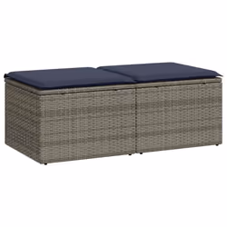 vidaXL 2 Piece Garden Sofa Set with Cushions Poly Rattan Acacia - grey