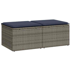 vidaXL 2 Piece Garden Sofa Set with Cushions Poly Rattan Acacia - grey