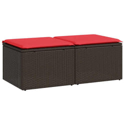 vidaXL 2 Piece Garden Sofa Set with Cushions Poly Rattan Acacia - brown
