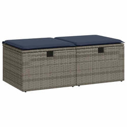 vidaXL 2 Piece Garden Sofa Set with Cushions Poly Rattan Acacia - grey