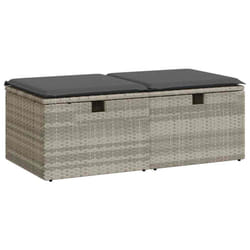 vidaXL 2 Piece Garden Sofa Set with Cushions Beige Poly Rattan Acacia - light grey